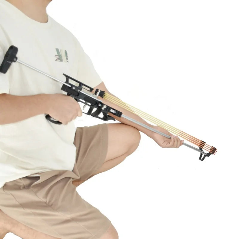 Powerful Slingshot Rifle For Adult  Hunting Catapult Mechanical Slingshot Portable Stretch Outdoor Long-Range Shooting With 5 Rubber Bands