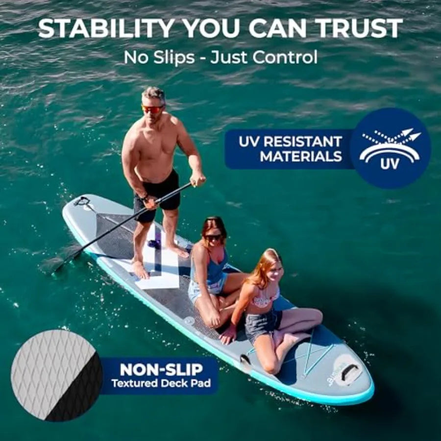 XL Inflatable Stand Up Paddle Board Extra-Wide Pet Family-Friendly SUP for Adults Pets Non-Slip Deck Lightweight Stable Design