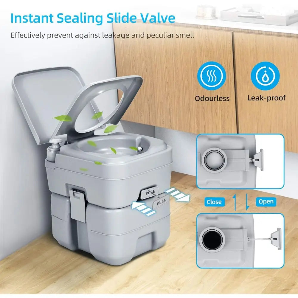 Portable Toilet, Camping Toilet, Travel RV Toilet,5.3 Gallon Detachable Waste Tank, Double Water Spouts, Portable Toilet for Cam