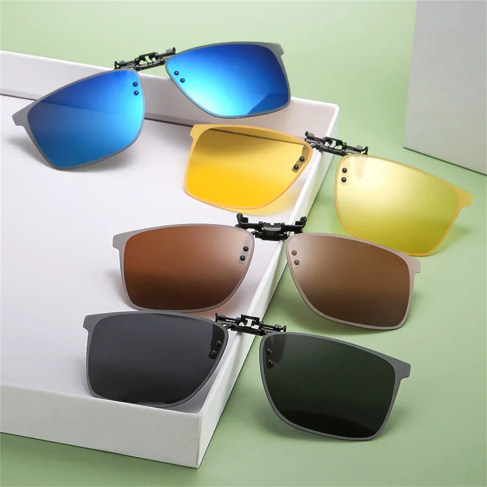 Polarized Clip Sunglasses Myopia Glasses Clip Driver Outdoor Fishing Night Vision Myopia Clipon Sun Shading Eyeglasses