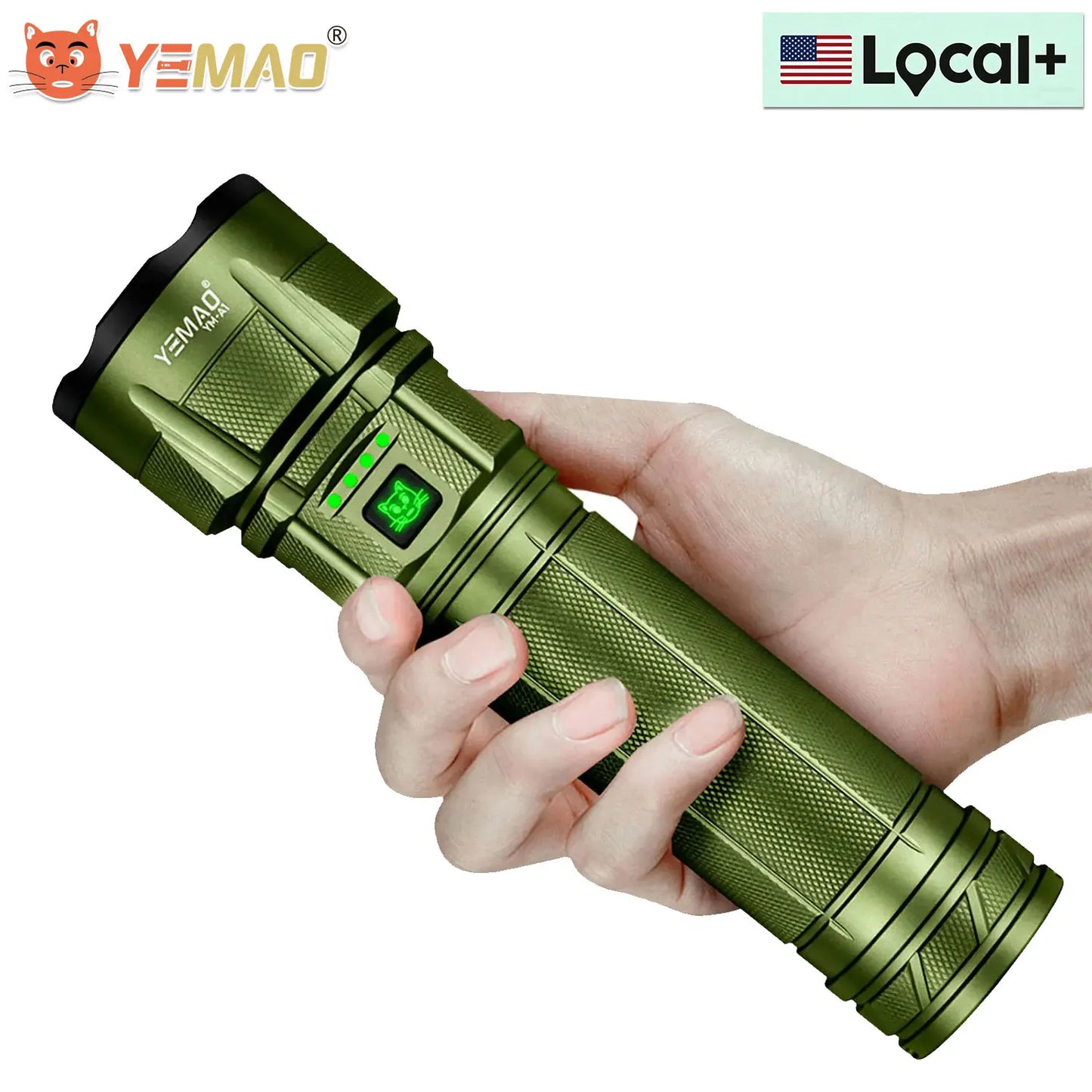 USB-C Rechargeable Tactical Flashlight 1500 Lumens Slim Flat Shape Torch with Spotlight Floodlight Strobe Modes Digital Display