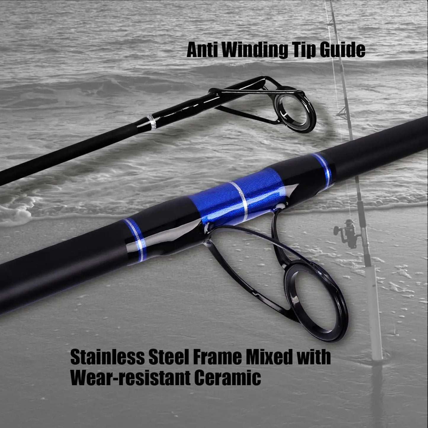 Surf Spinning Fishing Rod Carbon Travel Surf Rod 2 Piece/3 Piece/4 Piece Spinning Fishing Rod 9'/10'/11'/12'/15'