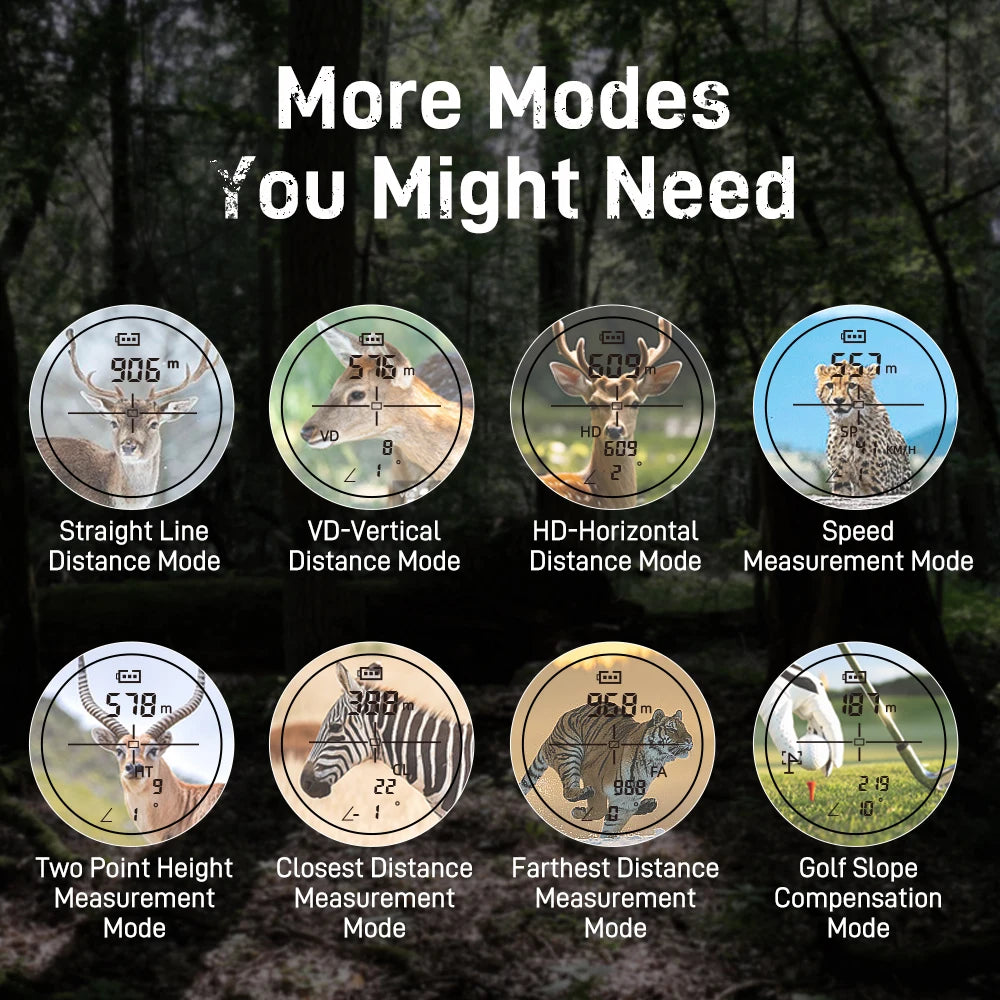 Mini 1200M Hunting Laser Rangefinder with Speed, Two-Point Height Measurement for Outdoor Hunting and Golf Range Finder