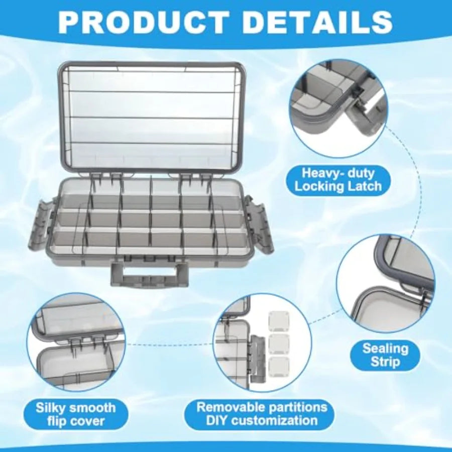 6 Pack Waterproof Fishing Tackle Box 3700 Tackle Trays with Removable Dividers Plastic Lures Terminal Storage Organizer Box Fis