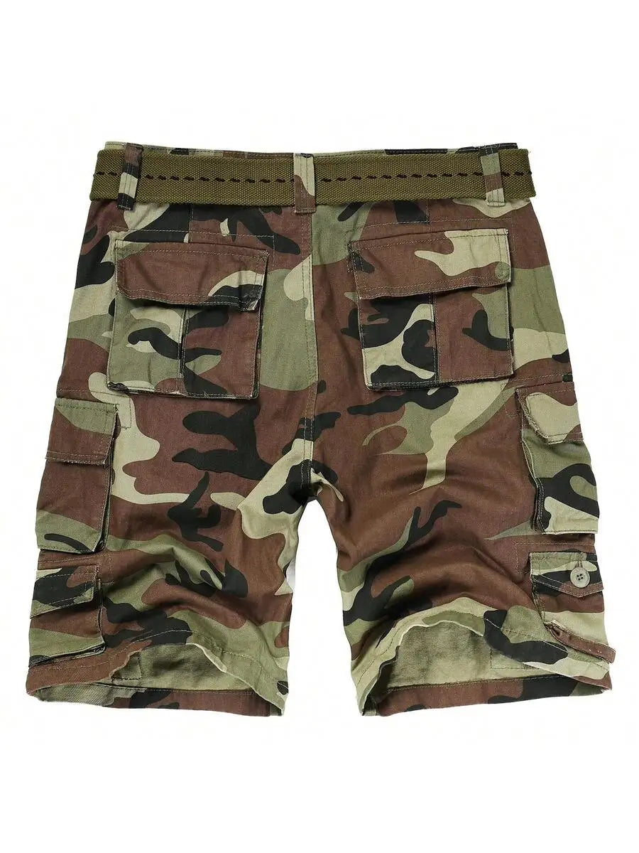 Mens 9-Pocket Camo Cargo Shorts Cotton Lightweight Casual Work Shorts