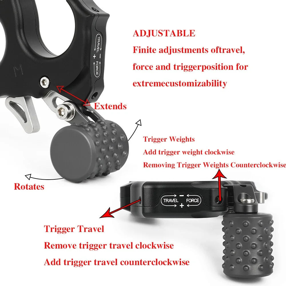 Archery Bow Release Aid 3/4 Finger Thumb Trigger Adjustable Sensitivity Manual Jaw Aluminum for Compound Bow Hunting Use