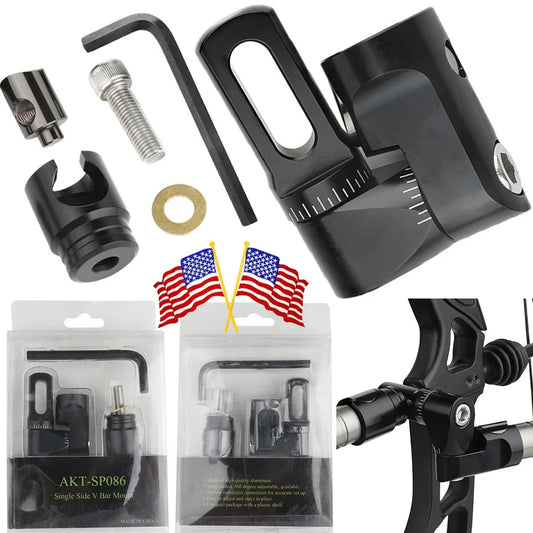 Archery V-Bar Stabilizer Connector Single Side Adjustable for Compound Bow Hunting Target Shooting Practice