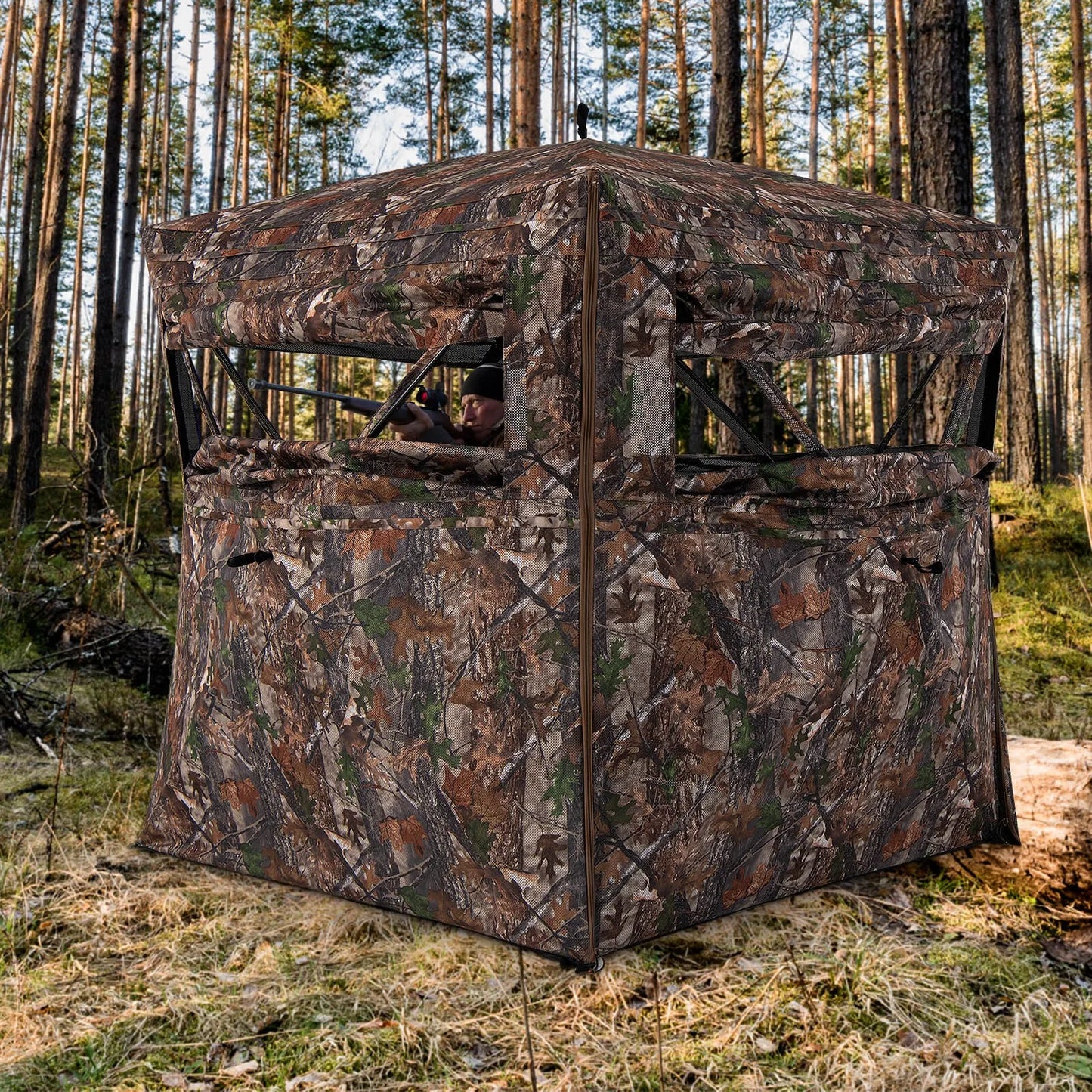 360 Degree One-Way See-Through Hunting Blind w/ Full-Open Door Carrying Bag