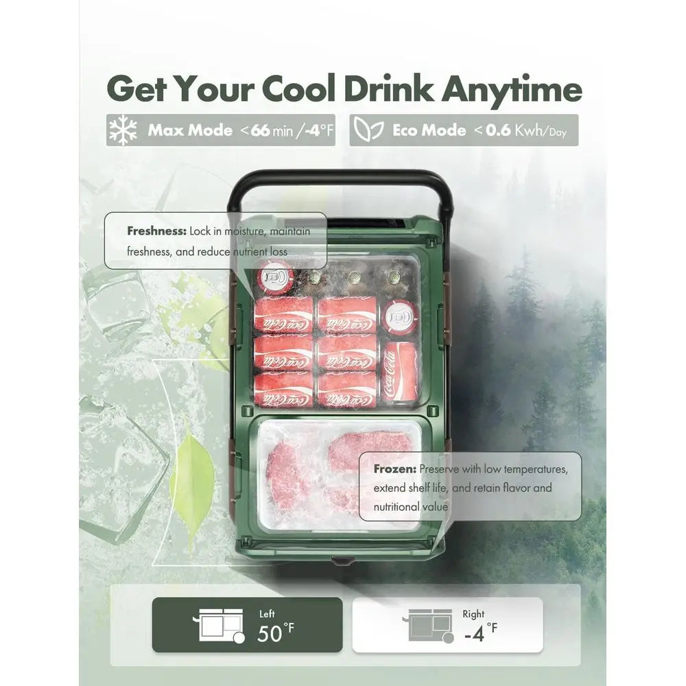 12 Volt Refrigerator 57QT 54.2L Portable Car Fridge Cooler, 4F68F Separated Zone Portable Freezer APP Control with 12 24V DC am