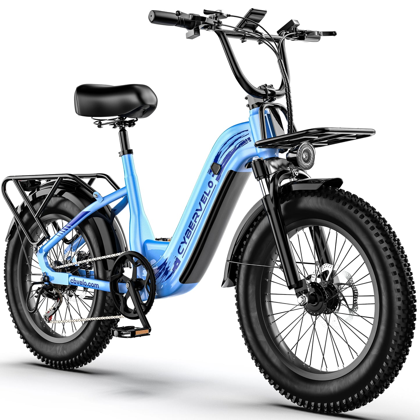 1500W Peak Step-Thru Off-road E-bike, 48V 20AH Built-in Battery , 30MPH Long Range 7-Speed Shift 20"x4.0" Fat Tire EK12&EK8