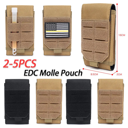 2-5PCS Multifunctional Molle Pouch Phone Holder Outdoor Cycling EDC Waist Packs Cell Phone Holder Pack for Camping Hunting