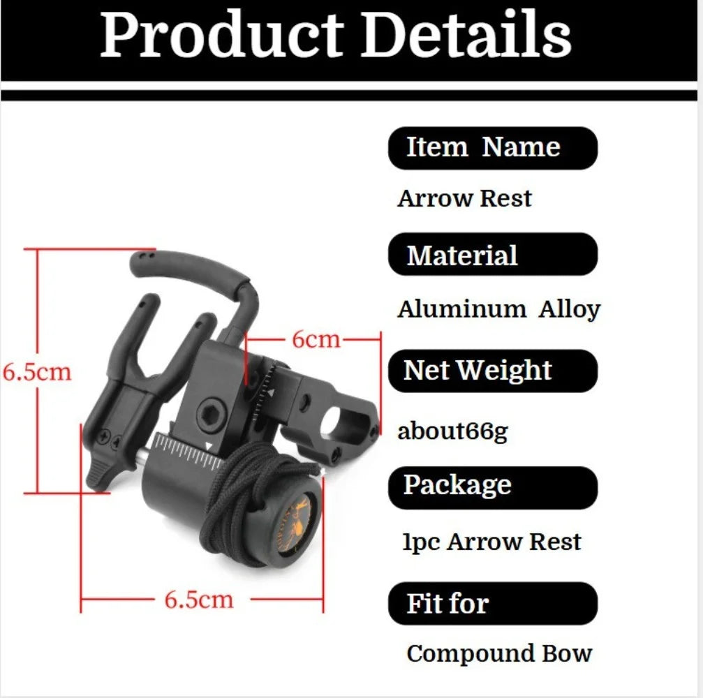 Compound Bow Arrow Rest  Adjustable Aluminium Alloy for Target Practice Durable Right-Hand Archery Shooting Accessories