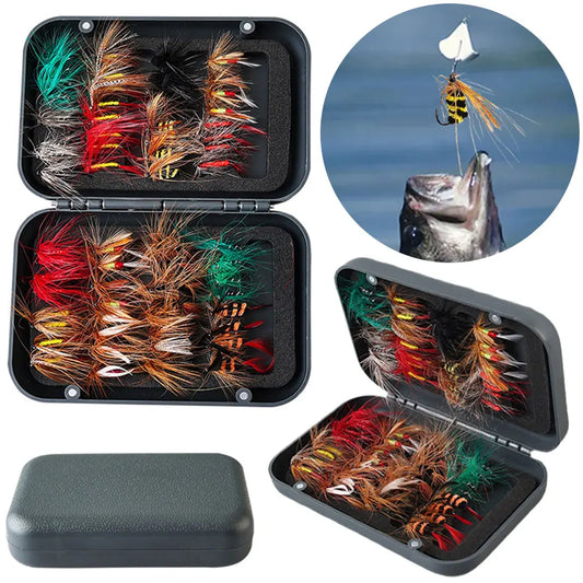 Bionic Insects Flies with Box Fly Fishing Lures Artificial Bait for Trout Carp Fishing Lure Set
