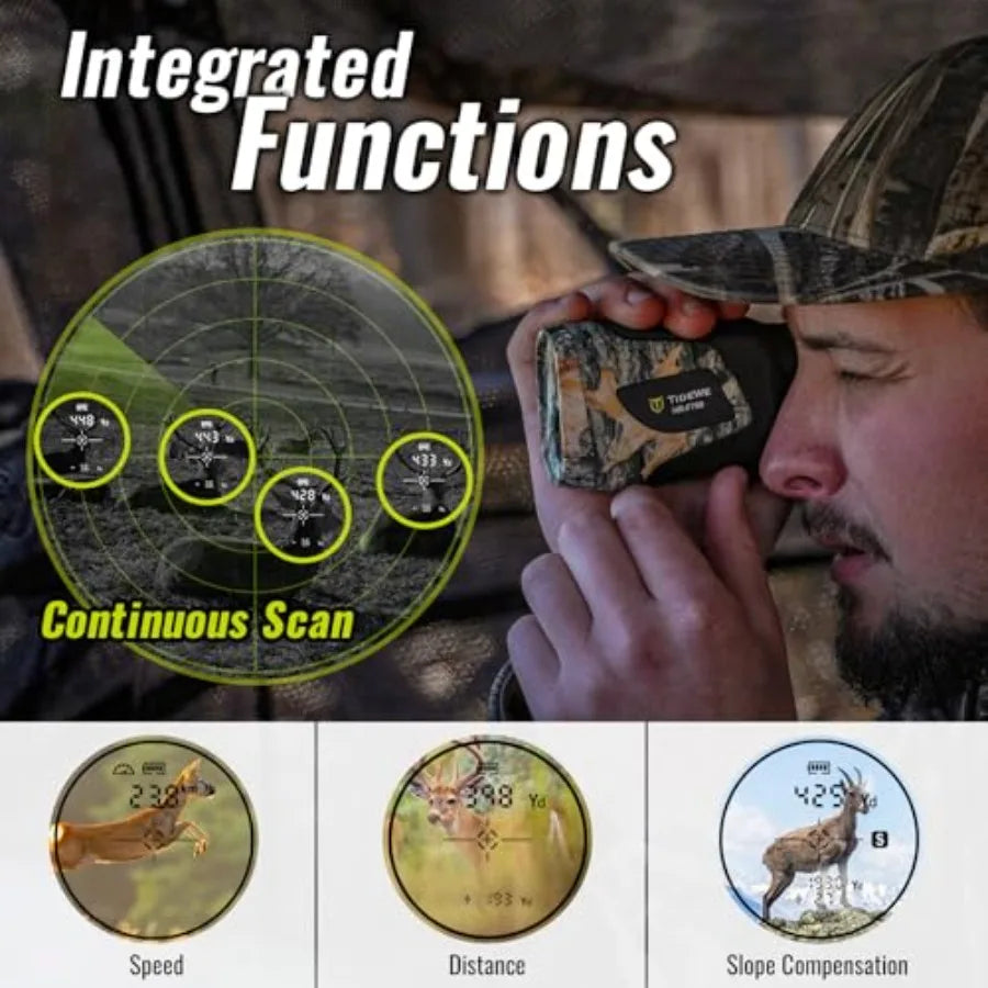 Hunting Rangefinder with Rechargeable Battery 700/1000Y Camo Laser Range Finder 6X Magnification Distance/Angle/Speed/Scan Mult