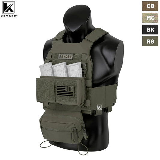 Low Vis Slick Plate Carrier Tactical Vest With Elastic Cummerbund Micro Fight MK3 Panel Chassis Drop SACK Pouch Camo Vest