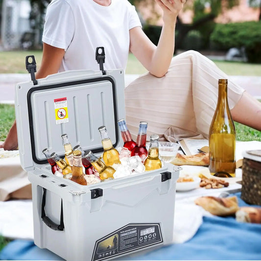 20L/25L/35L Portable Ice Cooler, Outdoor Heavy Duty Insulation Ice Chest for Drink Beverges Camping Fishing Picnic Barbecue