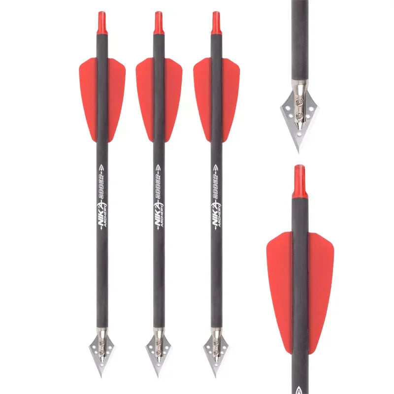 3-6pcs 7.5in Crossbow Bolts Carbon Arrows 2" Vanes Crossbow Hunting with Broadhead