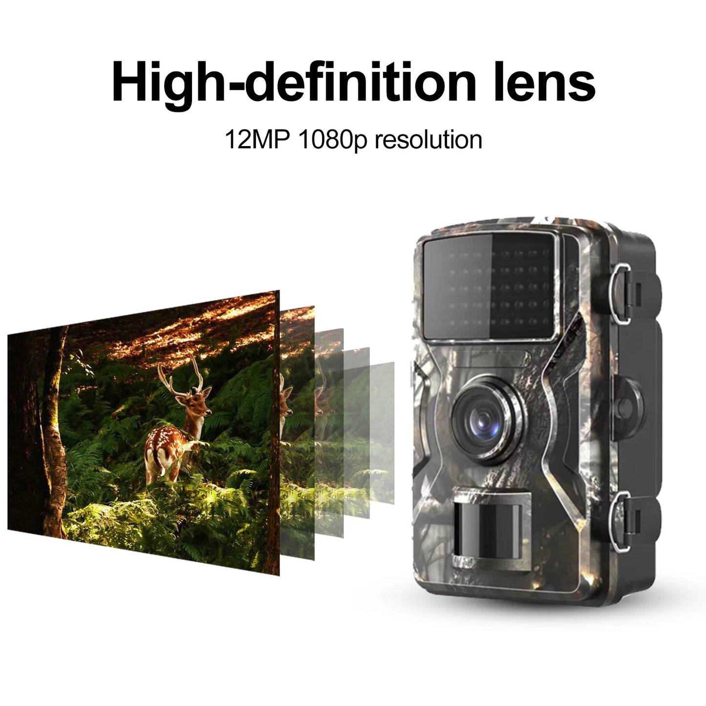 Camouflage Hunting Trail Camera Long Battery Life (Battery and TF Card Not Included) Outdoor Wildlife Camera Mini Hunting Camera