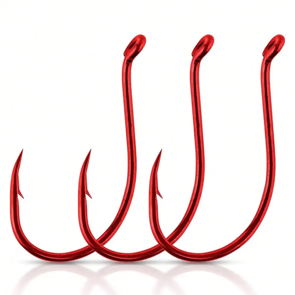 100 Pack Octopus Fishing Hook Saltwater & Freshwater Live Bait Offset Catfish Bass Surf Fishing Hooks Texas Drop Shot Rig Carp Bluegill Tuna