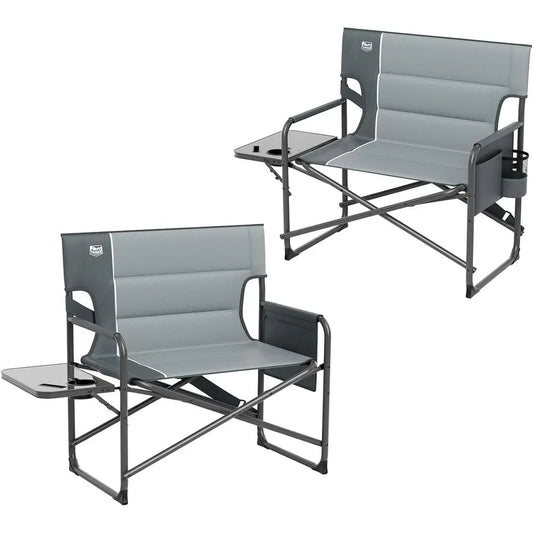 Extra Wide Heavy Duty 500 lbs Support Camping Chairs, Oversized Picnic Beach Lawn Chair, Grey - 2 Pack