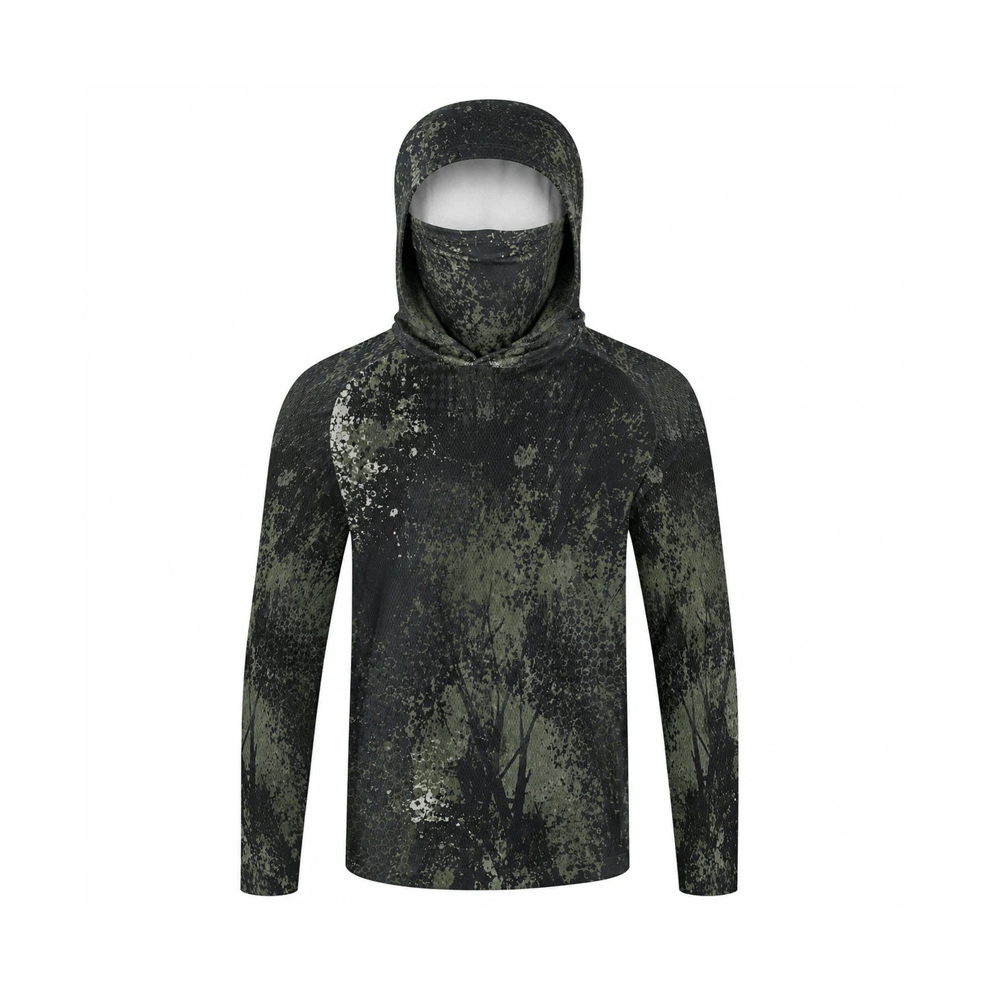 Men's Hooded Fishing Shirt with Face Mask UPF 50+ Sun Protection Long Sleeve Outdoor Performance Hoodie