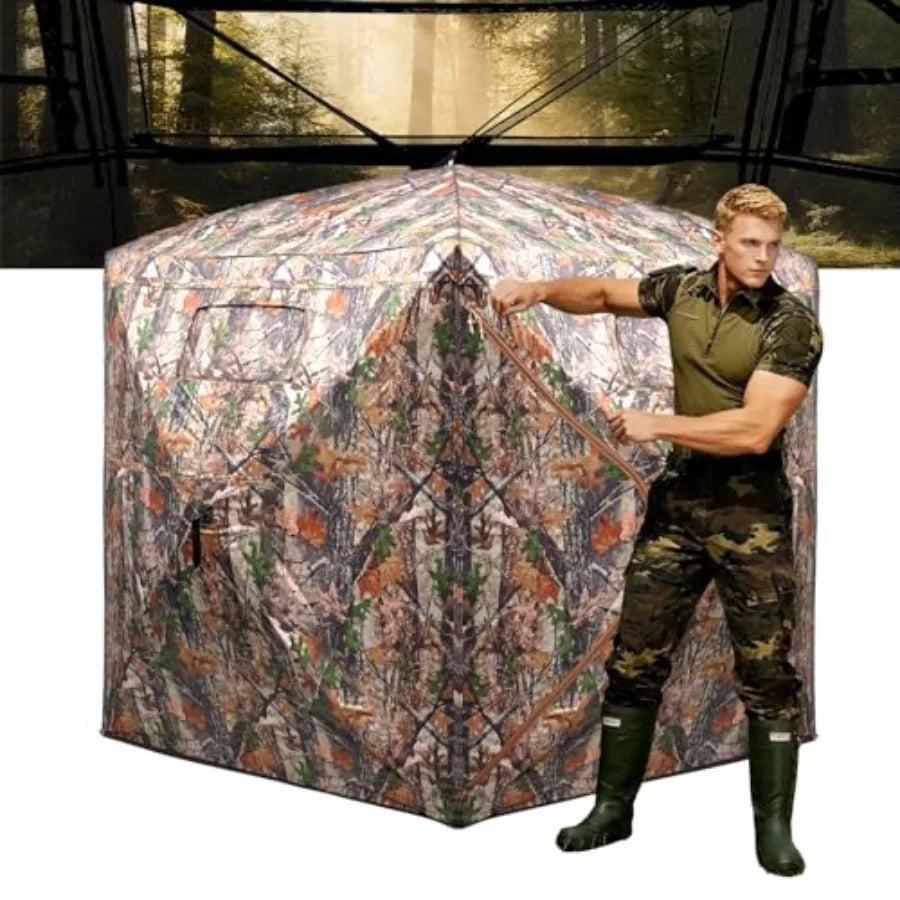 Hunting Blind/ Ground Blind 2/3 Person Soft Material Pop-Up Camouflage Tent Easy-Fold Portable Concealed Shelter with Carrying