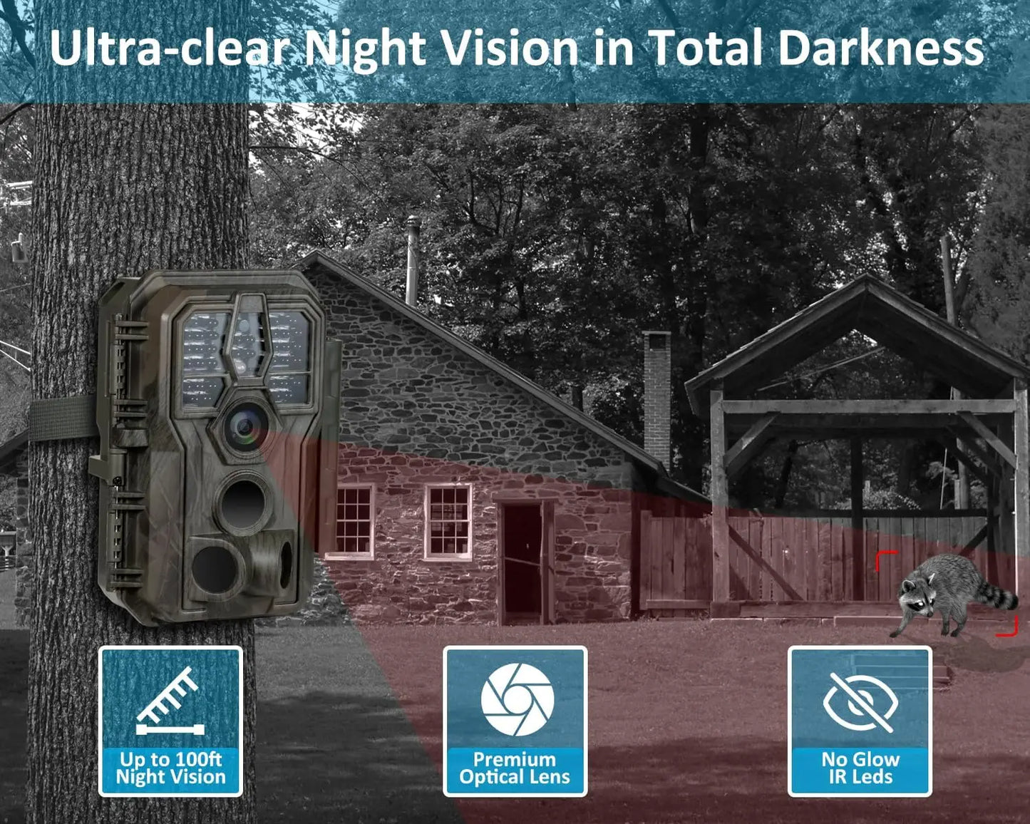 2-Pack Trail Camera, 64MP Photo & 1296P HD Video, 0.1s Trigger, 100ft Night Vision, Motion Activated for Wildlife