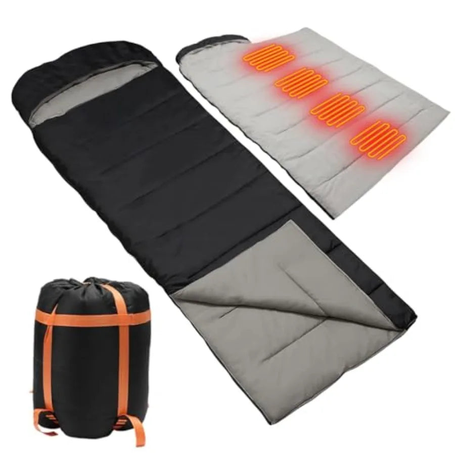 Heated - Portable USB Power Warm Sleeping Bag for Camping with 4 Heating Zones Cold Weather Sleeping Bag for All Season Camping