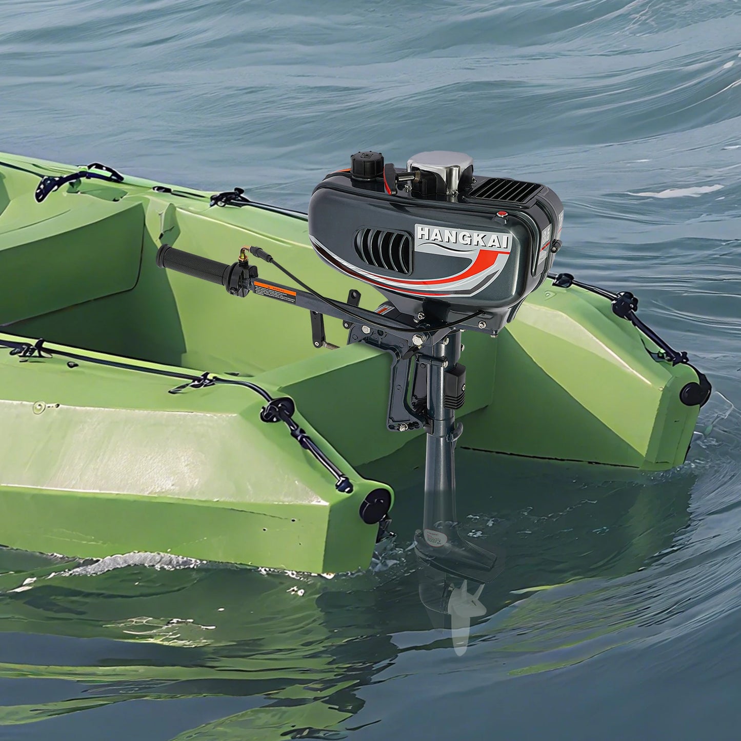 2-Stroke 3.5HP Gasoline Outboard Motor, Half Air & Half Water Cooling Marine Engine, Short Shaft Outboard Engine For Sailboats, Yachts, Canoes, Kayaks