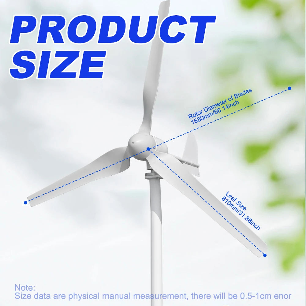 5000W Horizontal Wind Turbine 12V/24V/48V low-noise Household 220V Gentle Breeze Starter With Free Charging Controller
