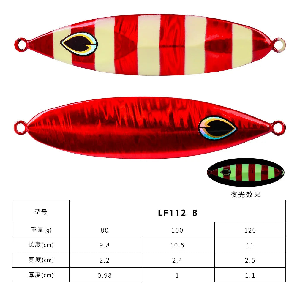 80G 100G luminous Metal Jig Fishing Lure Off Shore Slow Pitch Jig Super Hard Vertical Jigging Spoon Fishing Tackle sea fishing