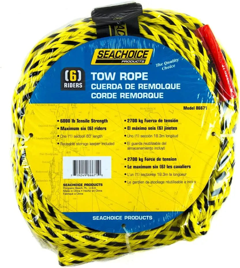 Heavy Duty Tube Tow Rope for 6 Riders, 6000lbs Floating Polypropylene