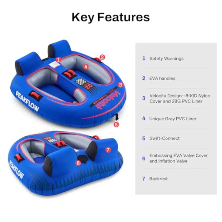 Towable Tube, Boat Tube, 2 Person Models, Tubes for Boating, Stable for and Adults, Lake and Ocean Fun, Inflatable Boat Tubes a