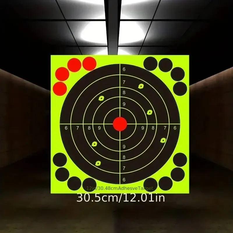 1S10 Sheets/pack 12 Inch Bright Fluorescent Yellow Splatter Target Sticker - Adhesive Reactive Shooting Targets