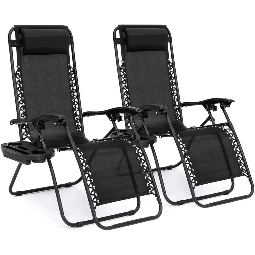 (Set o 2 Zero Gravity Lounge Chairs Outdoor Adjustable Reclining Patio Chair Steel Mesh olding Recliner or Pool Beach Camping Lo
