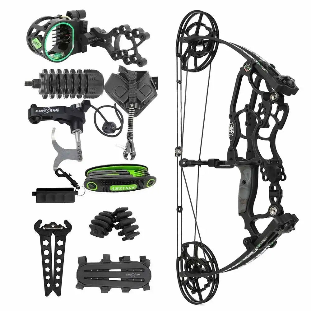 Dual-Use Compound Bow High-Performance Steel Ball & Arrow Set 30-70LBS 80% Let-off 340FPS Outdoor Archery Hunting Practice