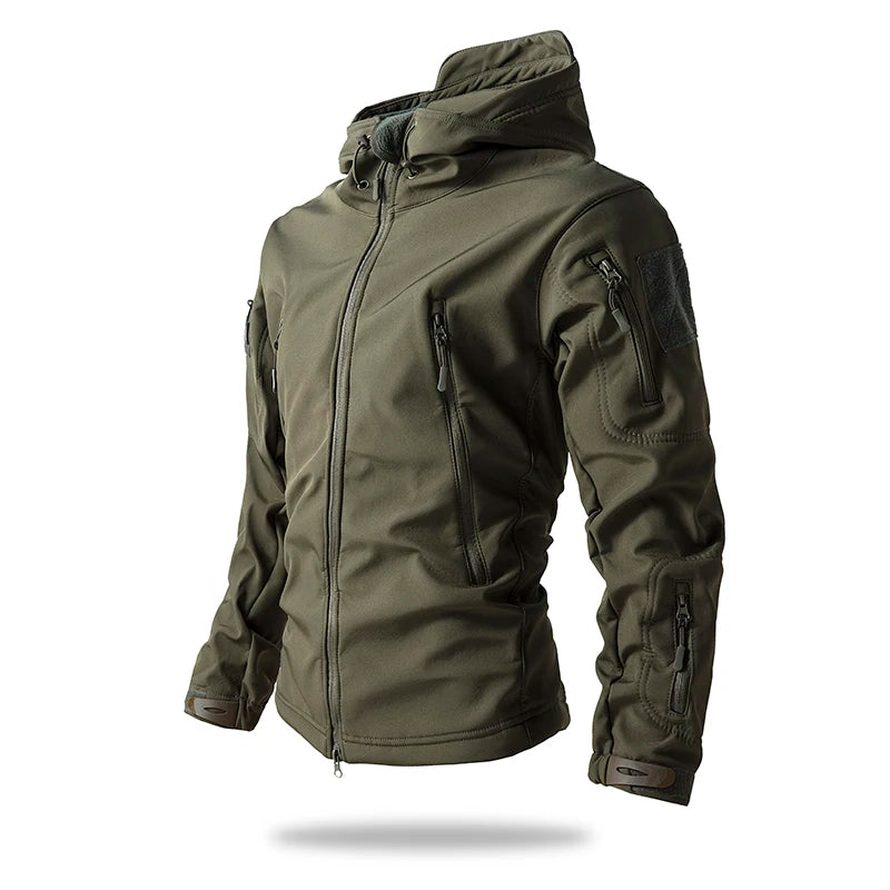 Lurker Shark Skin Soft Shell Tactical Jacket Men Waterproof Fleece Hooded Coat Hunt Clothes Autumn New Outdoor Camouflage Jacket