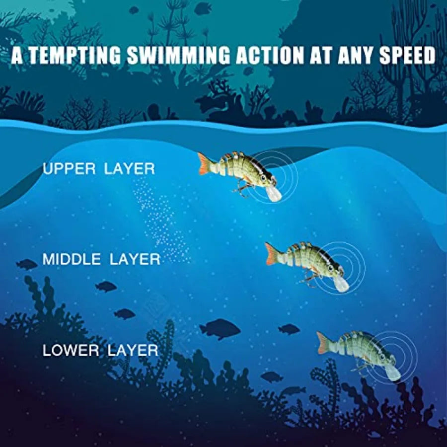 Swimmax Easy Catch Fishing Lures with BKK Hooks, Wiggling, Vibrating, Rattling and Gurgling for More Bites, Heavy-Duty Dyneema