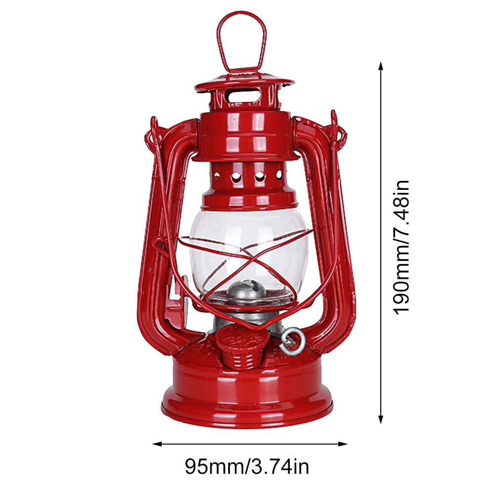 2-1pcs Retro Fuel Camping Lanterns Portable Metal Kerosene Vintage Camp Lamp Hurricane Table Lamps with Handle Yard Tent Light