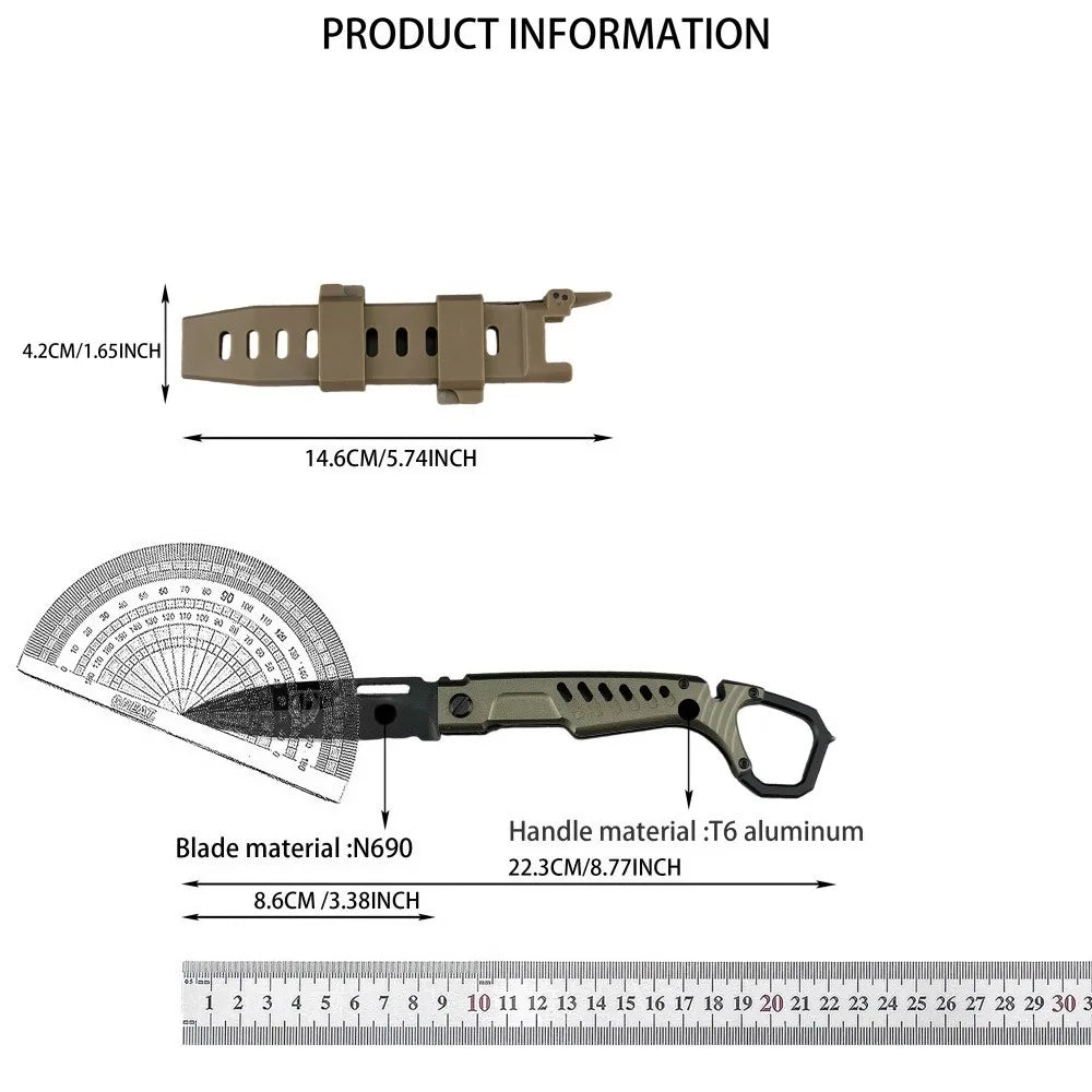 Best-Selling MH Survival Folding Knife: N690 Blade, T6 Aluminum Alloy Handle—Everyday Carry, Adventure, Outdoor, Jungle Cutting Knife; Camping, Hiking, and Rescue Tool—Perfect Gift