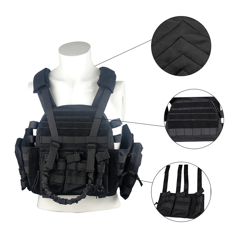LQARMY 1000D Nylon Plate Carrier Tactical Vest Outdoor Hunting Protective Adjustable MODULAR Vest for Airsoft Combat Accessories