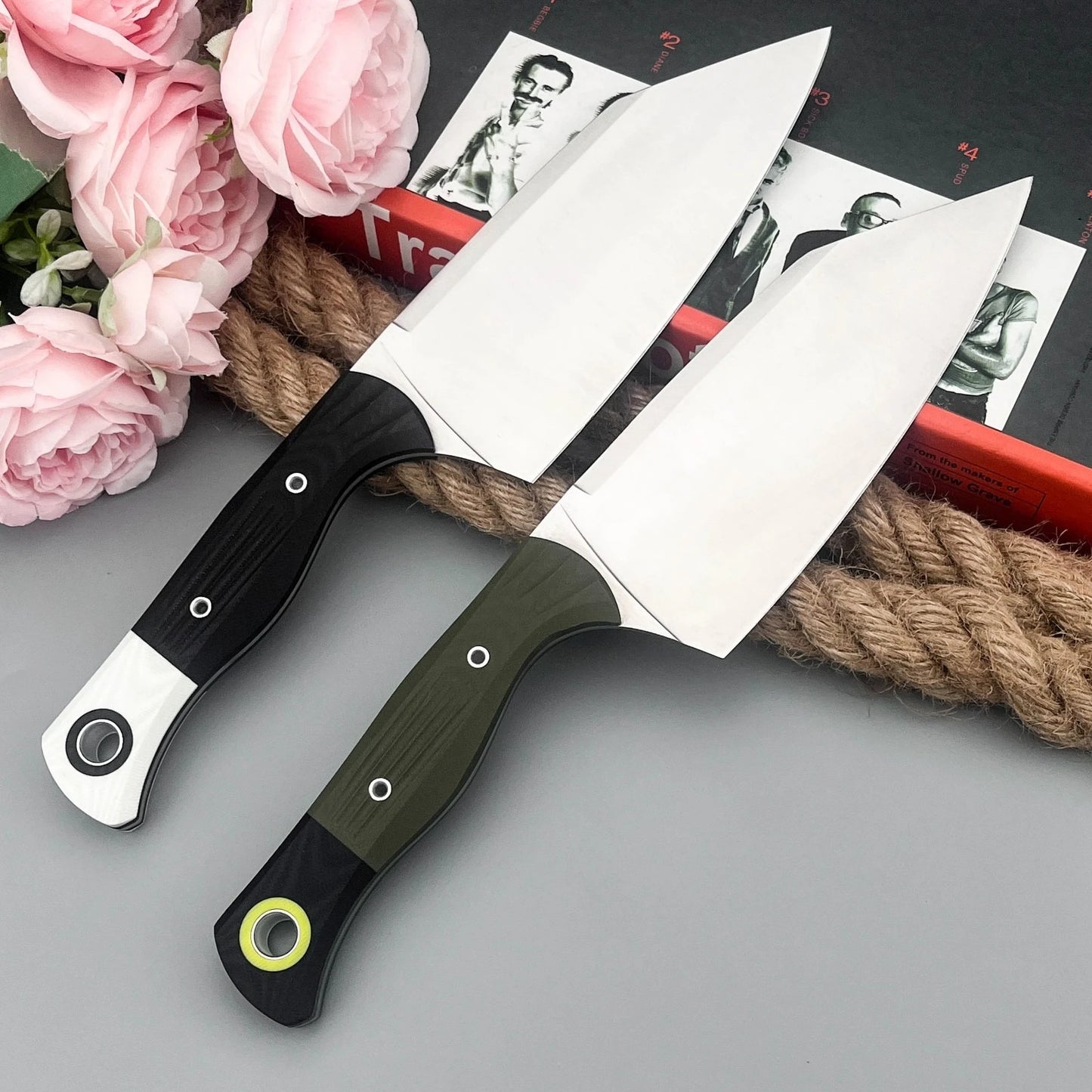 4170BK-01 High-Hardness Jungle Fixed-Blade Knife with Sheath, D2 Blade, G10 Handle—Everyday Survival, Camping, and Adventure Tool; Portable Outdoor Rescue Knife; Gift