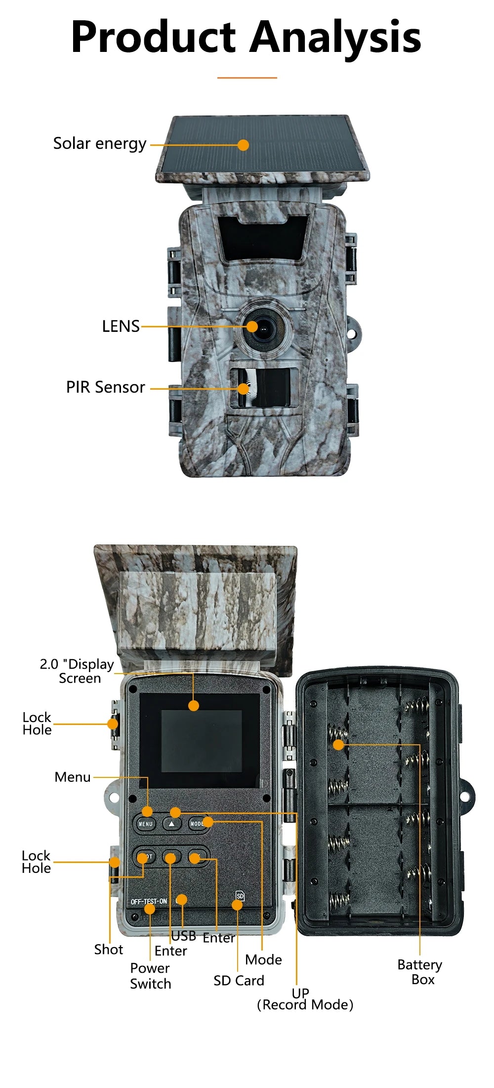 Solar Wildlife WiFi Cameras 60MP 4K Video Trail Camera App Control 0.2s Motion Activated Hunting Monitoring with 5200mAh Battery