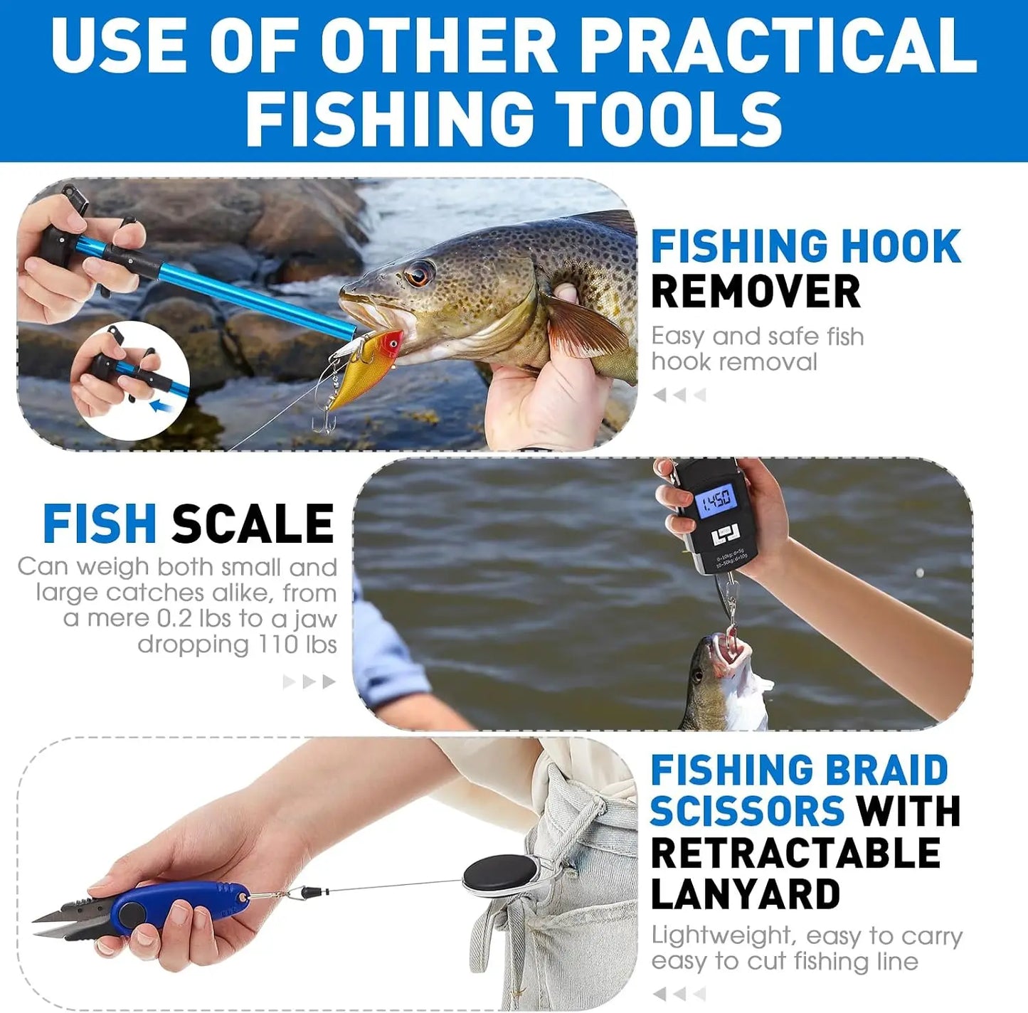 10 Pcs Multi Function Fishing Tool Set Include Fishing Pliers With Lanyard & Protective Sheath Landing Net Fillet Knife Fish Scale Fish Gripper Hook Remover Braid Scissors Fishing Gloves Ideal Gift For Anglers Father