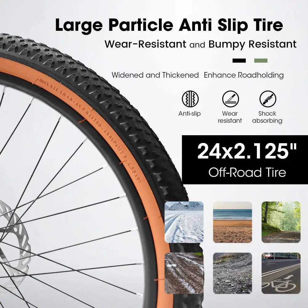 27.5 Inch Mountain Bike for Adults, Durable High Carbon Steel Frame, Front & Rear Disc Brakes, Stylish Brown Edge Tires, Wear-Resistant All Terrain Bicycle, Ideal for Urban Commuting & Outdoor Exploration