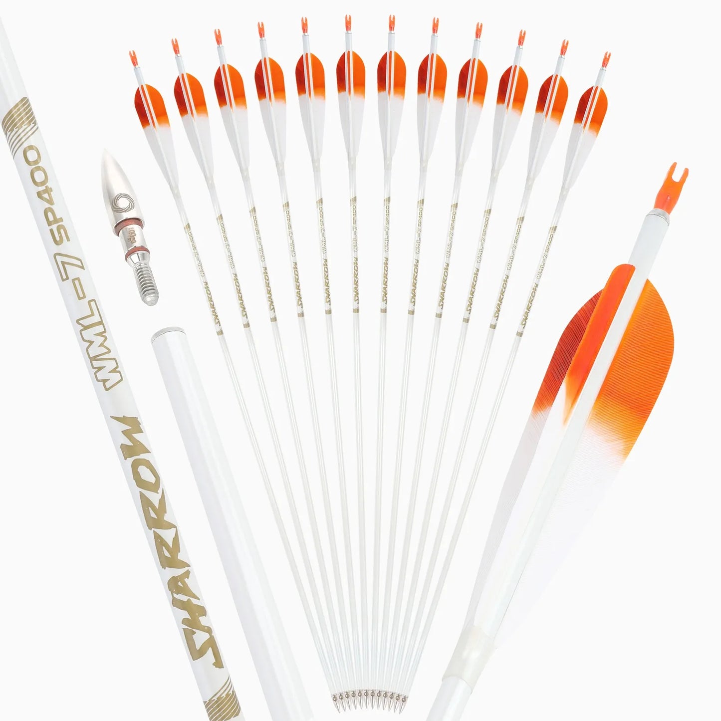 6pcs 32inch Archery Pure Carbon Arrow Spine 500 Shaft +/- 0.003 Recurve Bow Compound Bow Hunting Shooting Target Arrows
