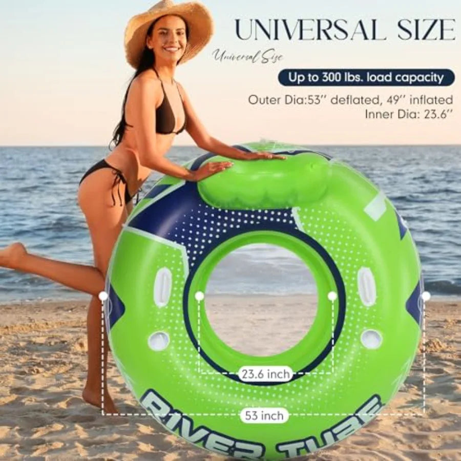10 Pcs Green 53 Heavy Duty River Tube Float Inflatable Pool Floating Tube for Adult Large River Raft Water Chair Lounger with M