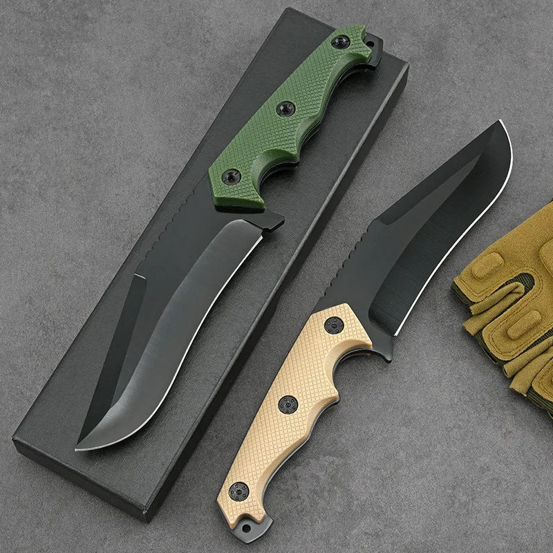 Outdoor survival knife, portable knife with K-sheath, multi-functional in the wild, sharp and portable, integrated keel survival