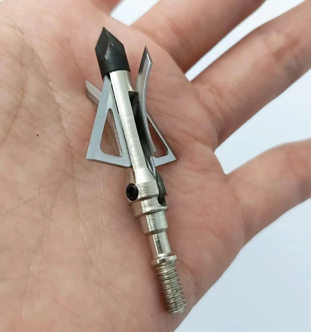 6 PK Broadhead 125Grains 4-Blade Hunting Hybrid Mechanical Broadhead with Chisel Tip 1.77" Cutting Dia for Crossbow Compound Bow Archery Hunting