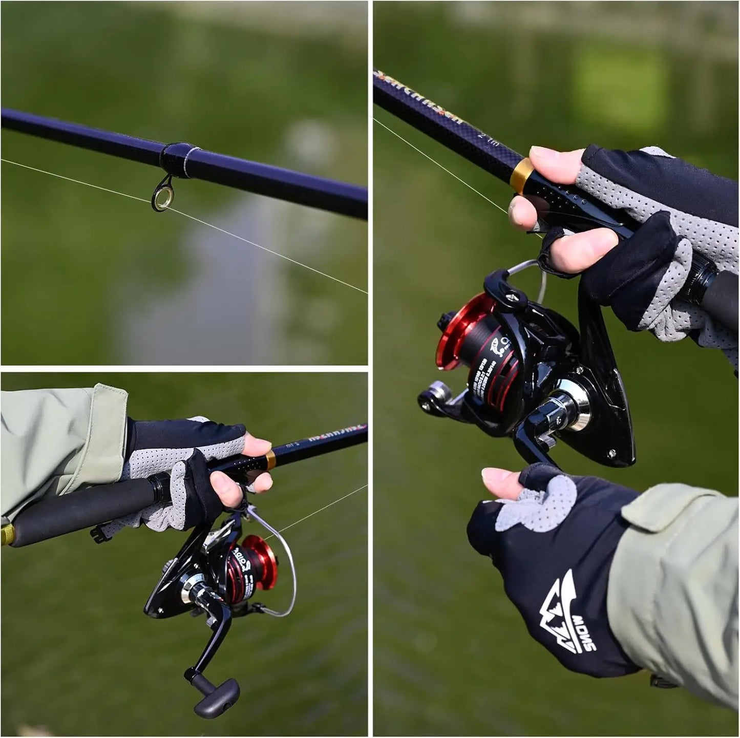6.89ft Fishing Rod and Combo, 2PCS Carbon Fiber Fishing Rod, Spinning Reels *2, Fishing Line *2